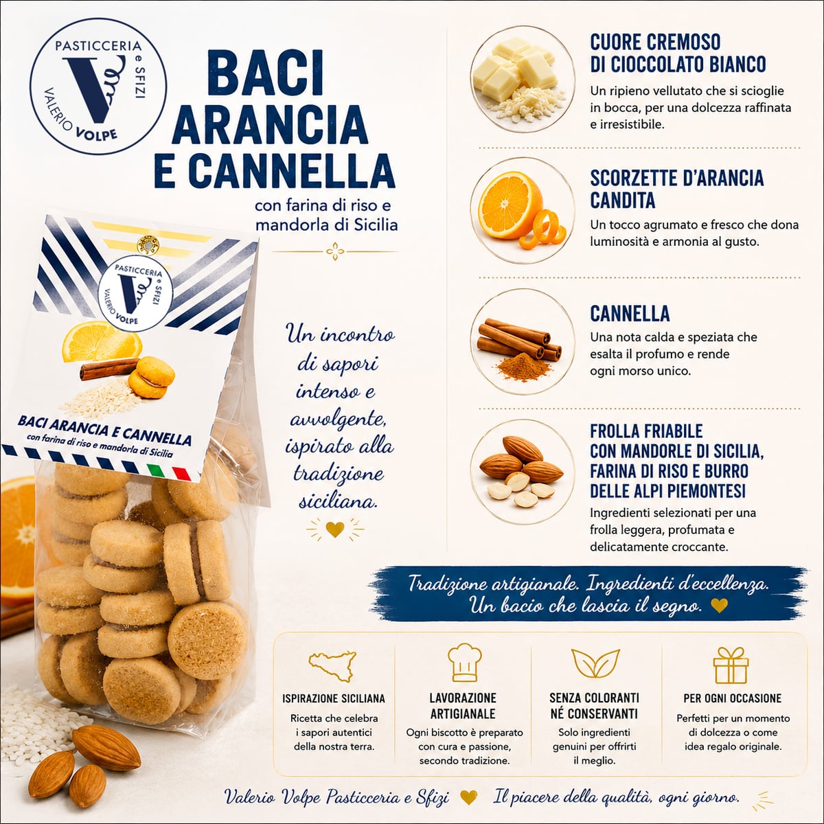Baci di Dama Arancia e Cannella 160g 2