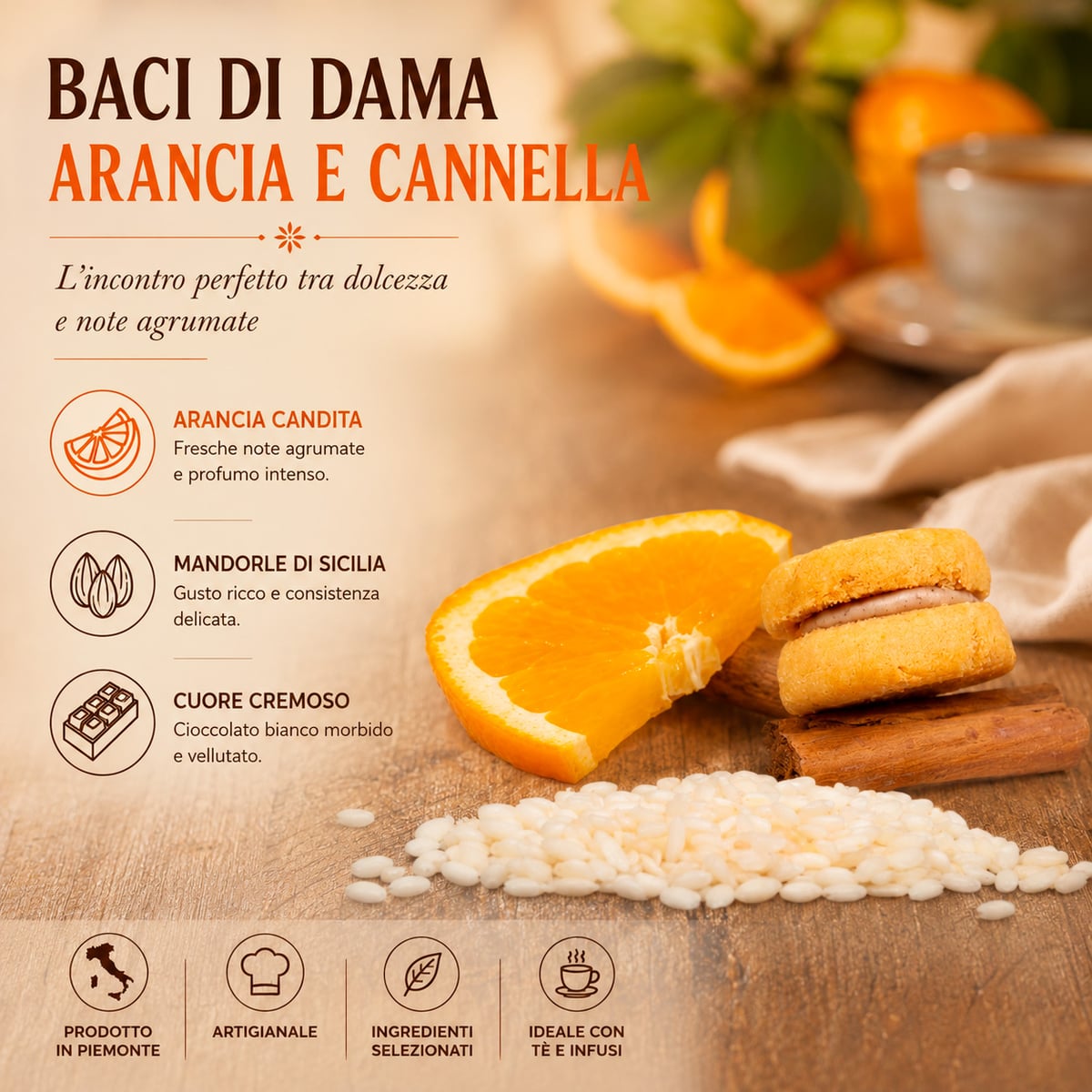 Baci di Dama Arancia e Cannella 160g 3