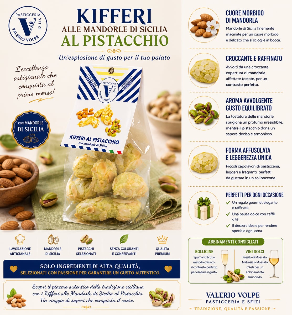 Kifferi Pistacchio e mandorle di Sicilia 160g 3