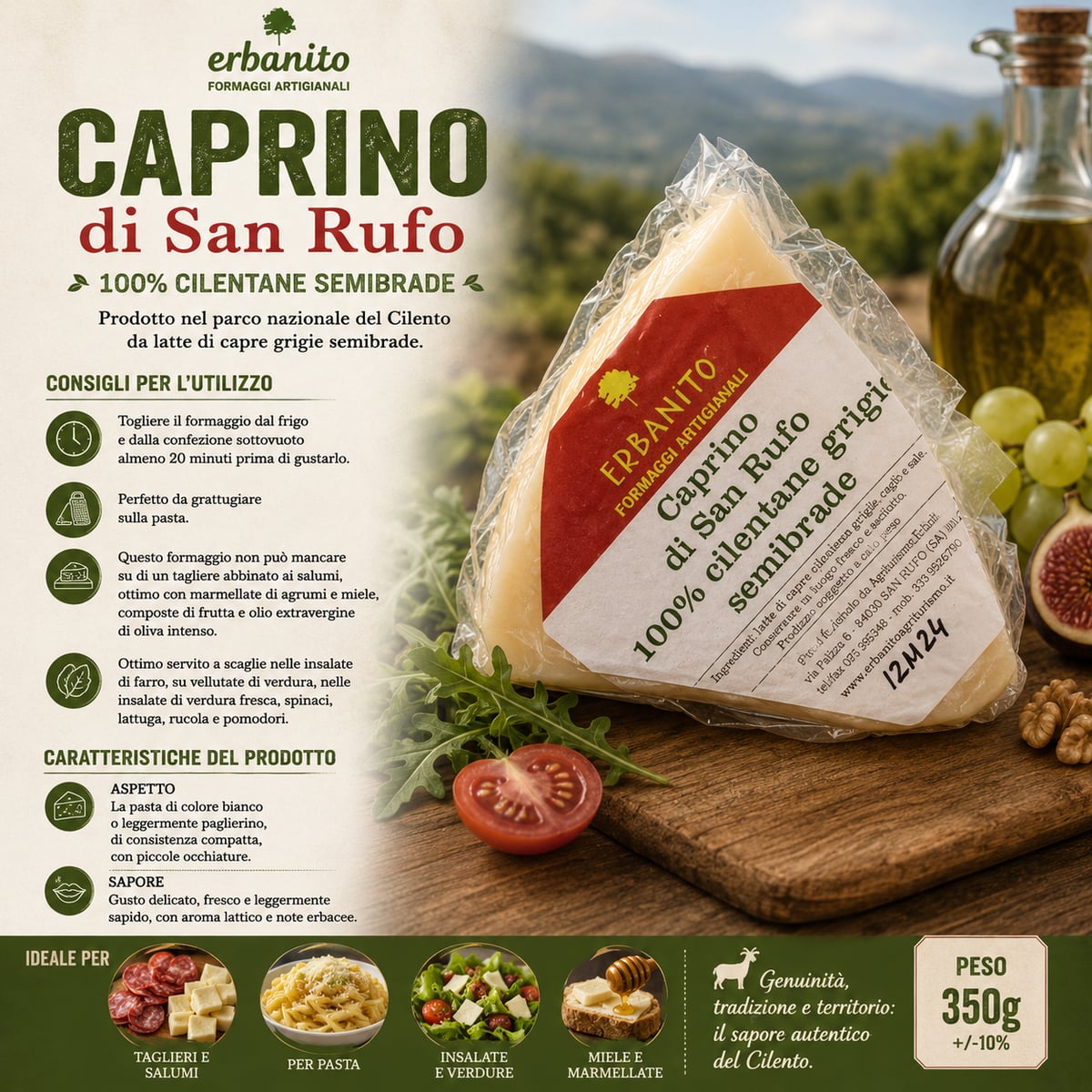 Formaggio Caprino di San Rufo 350g 2