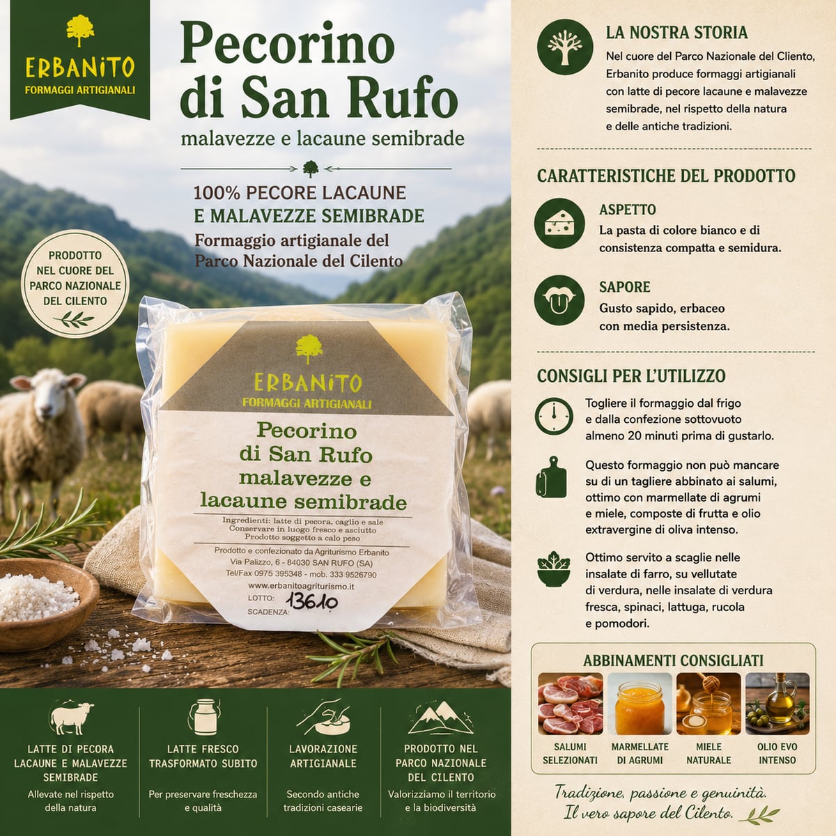 Formaggio Pecorino di San Rufo 350g 3
