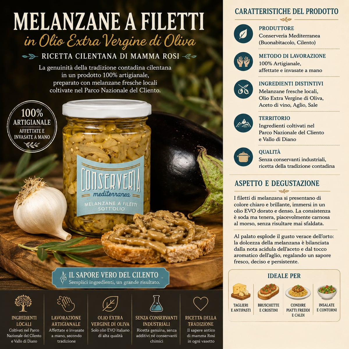 Melanzane a filetti in olio extra vergine di oliva 260g 2