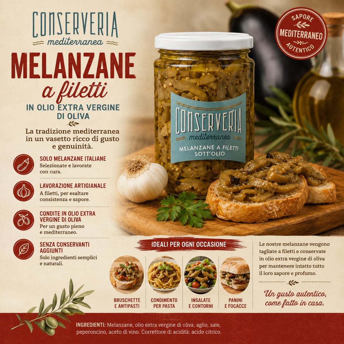 Melanzane a filetti in olio extra vergine di oliva 260g 3