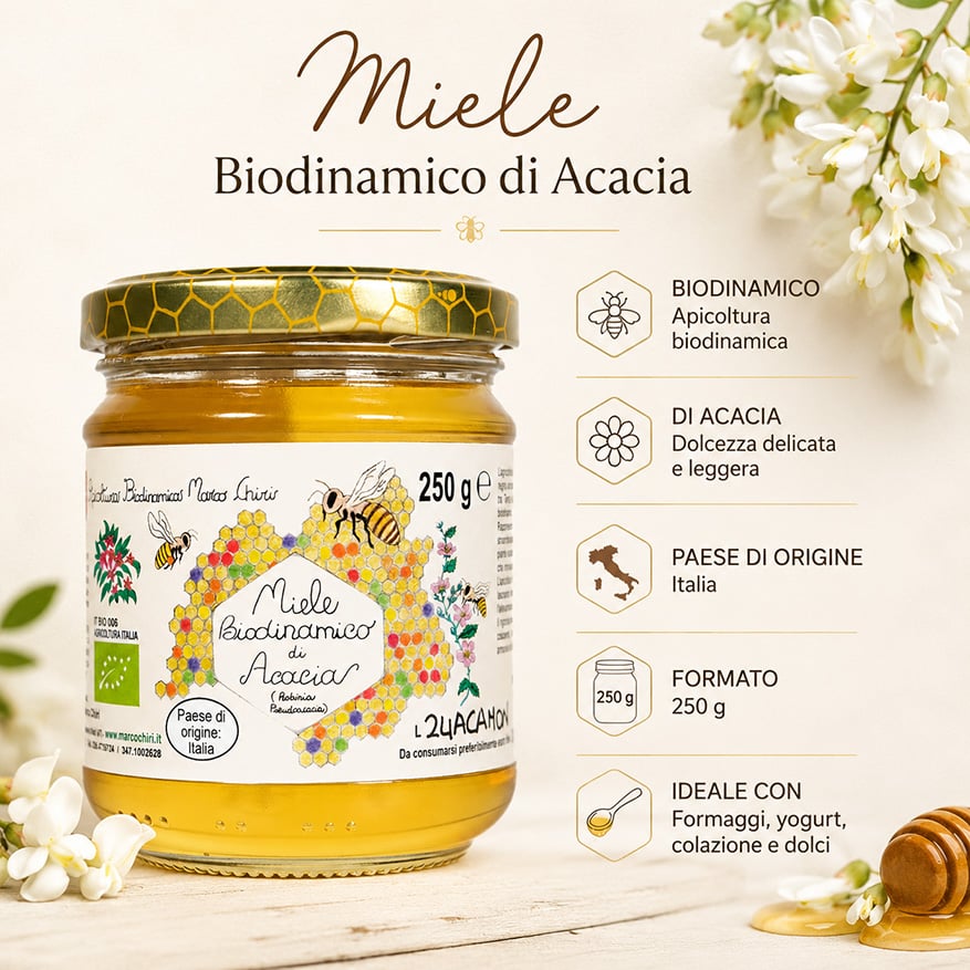 Miele Biodinamico di Acacia 250g 2