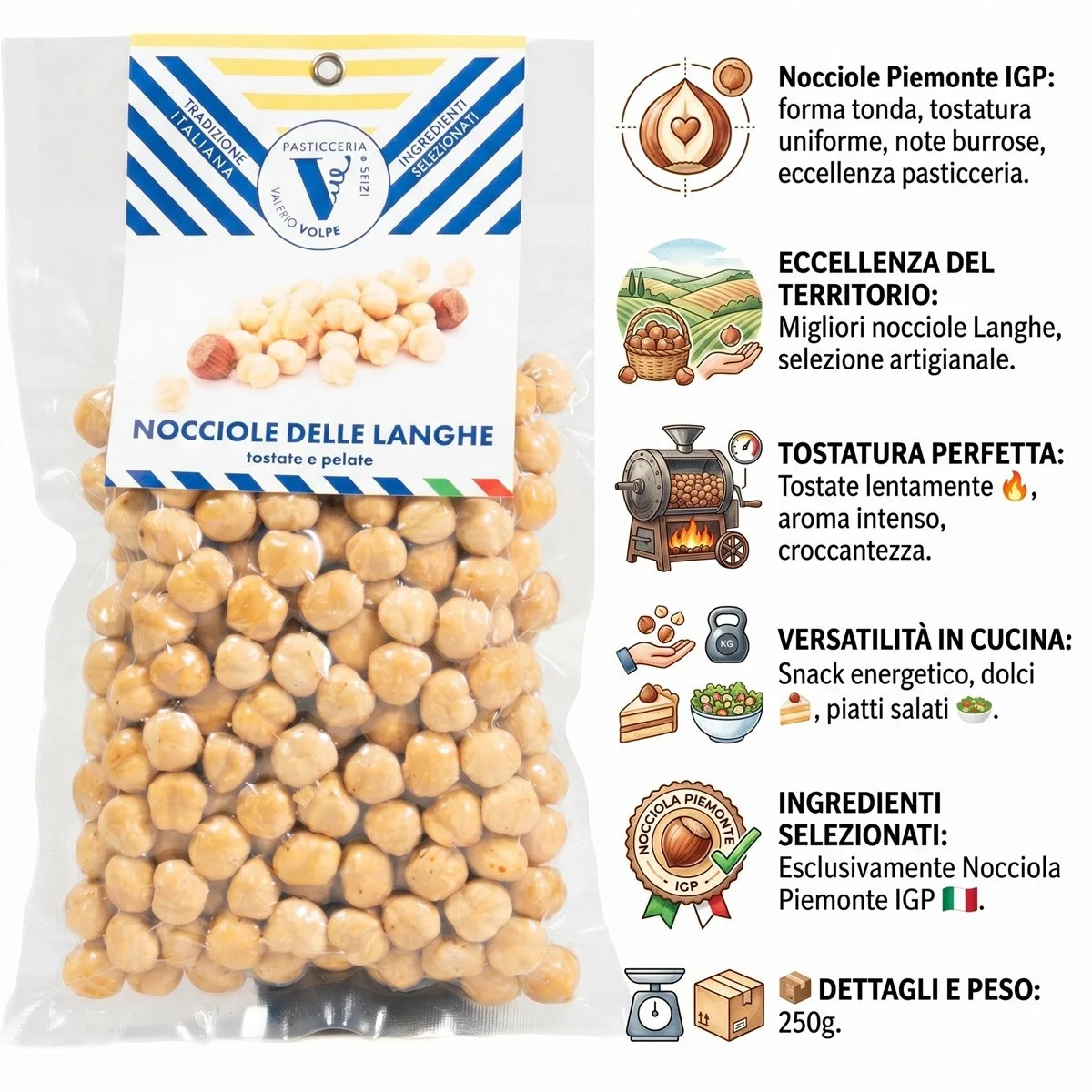 Langhe Hazelnuts 250g - Toasted and Peeled 3