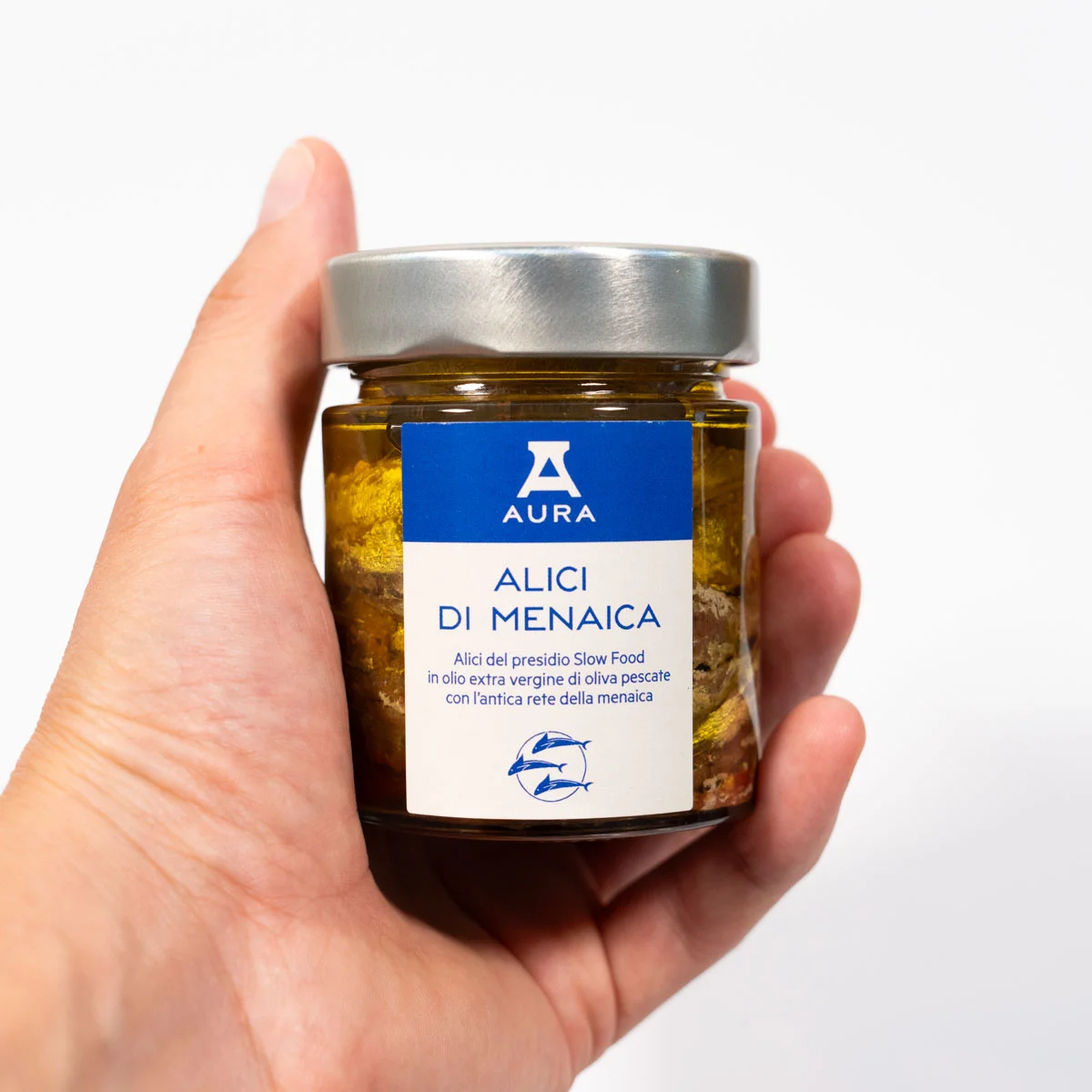 Alici di Menaica in olio EVO Cilentano 150 gr - Presidio slow food - Aura