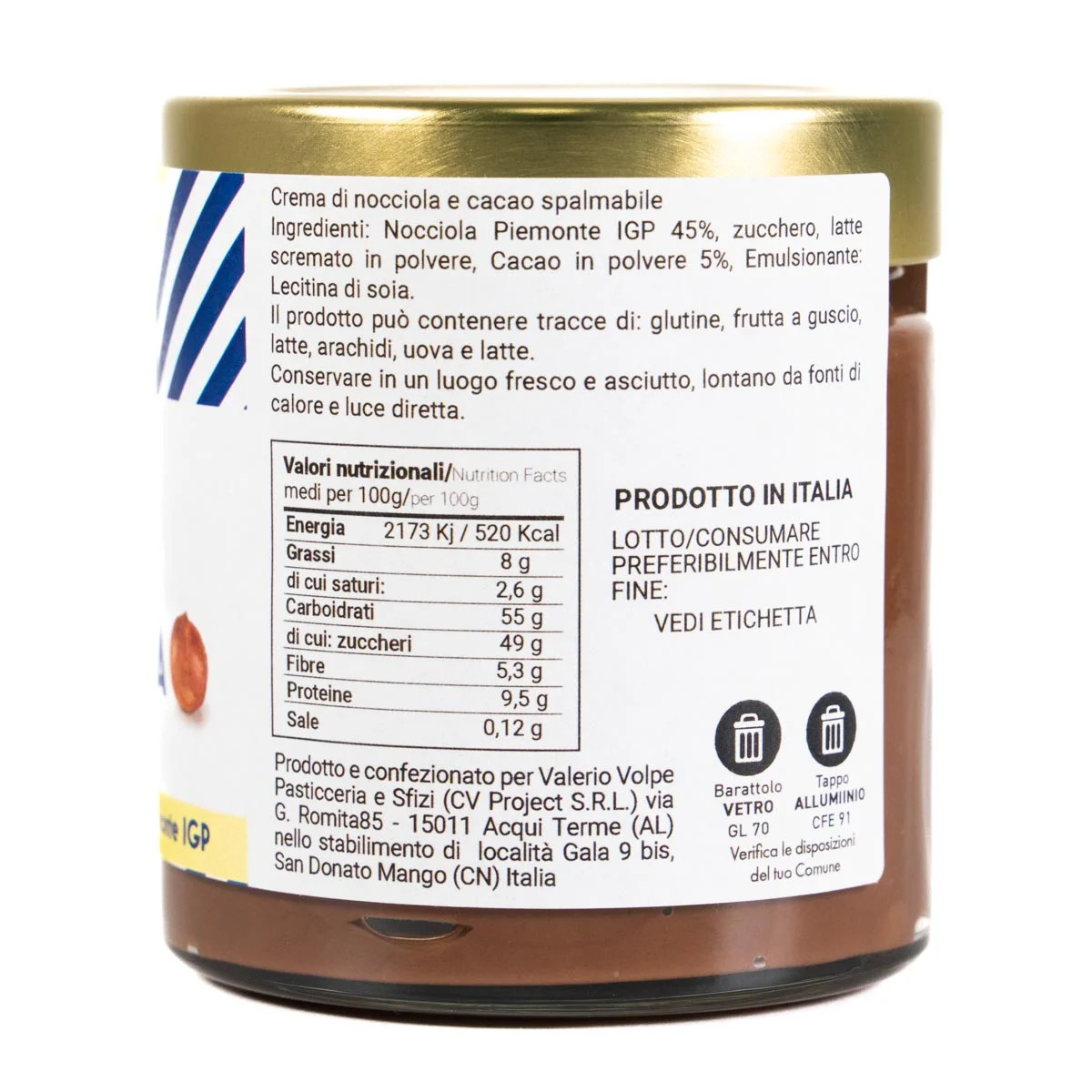 Gianduja Cream Valerio Volpe Pasticceria e Sfizi 220g 3