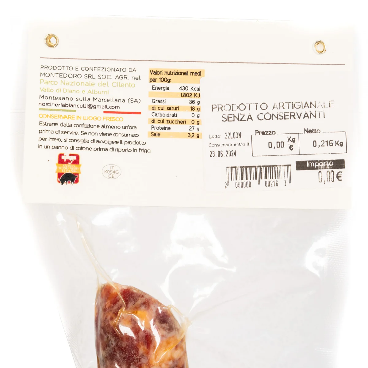 Sweet Pepper Sausage (Ancient Black Lucanian Pig) 200g 2