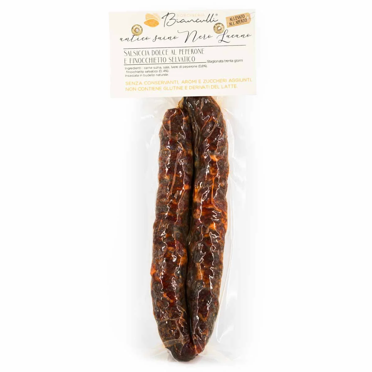 Salsiccia dolce al peperone di Suino Nero Lucano 180g
