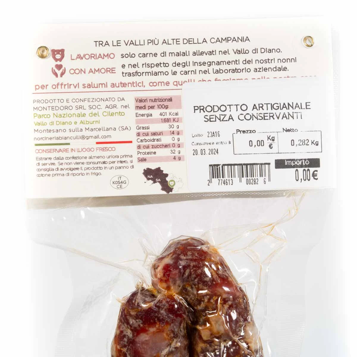 Sweet Red Sausage from Vallo di Diano 280g 2