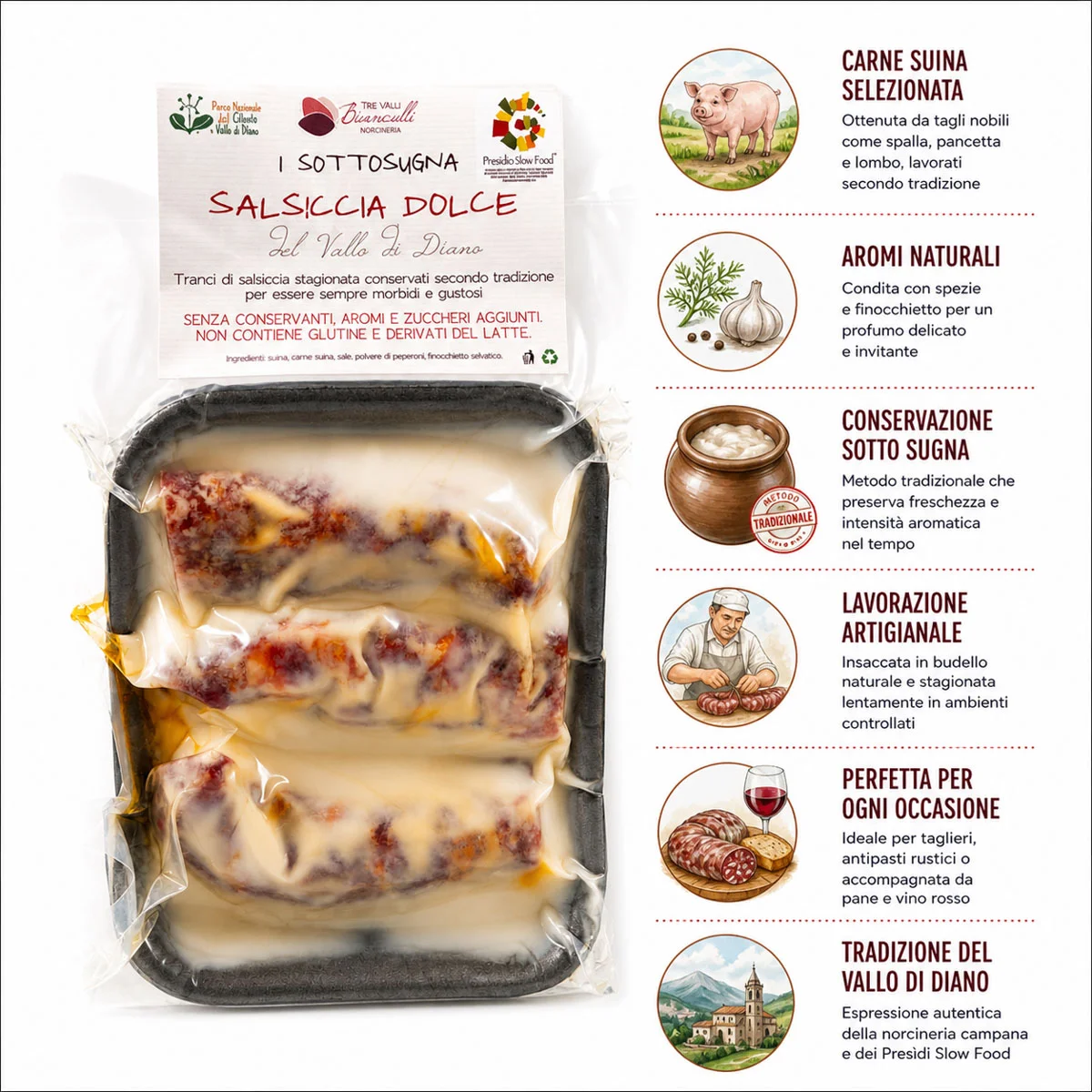 Salsiccia Sotto Sugna Sweet - Slow Food Presidium 350g 2