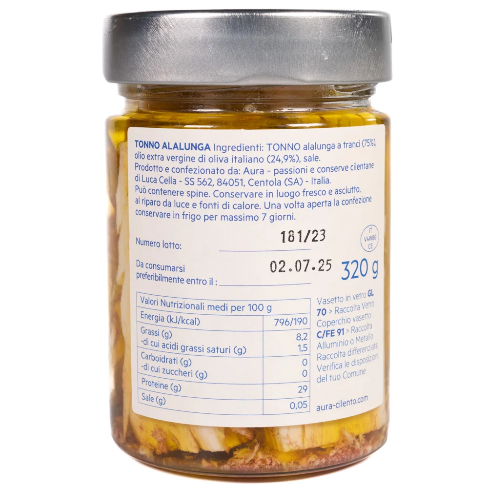 Albacore Tuna 320g in Cilento EVO Oil - Aura 3