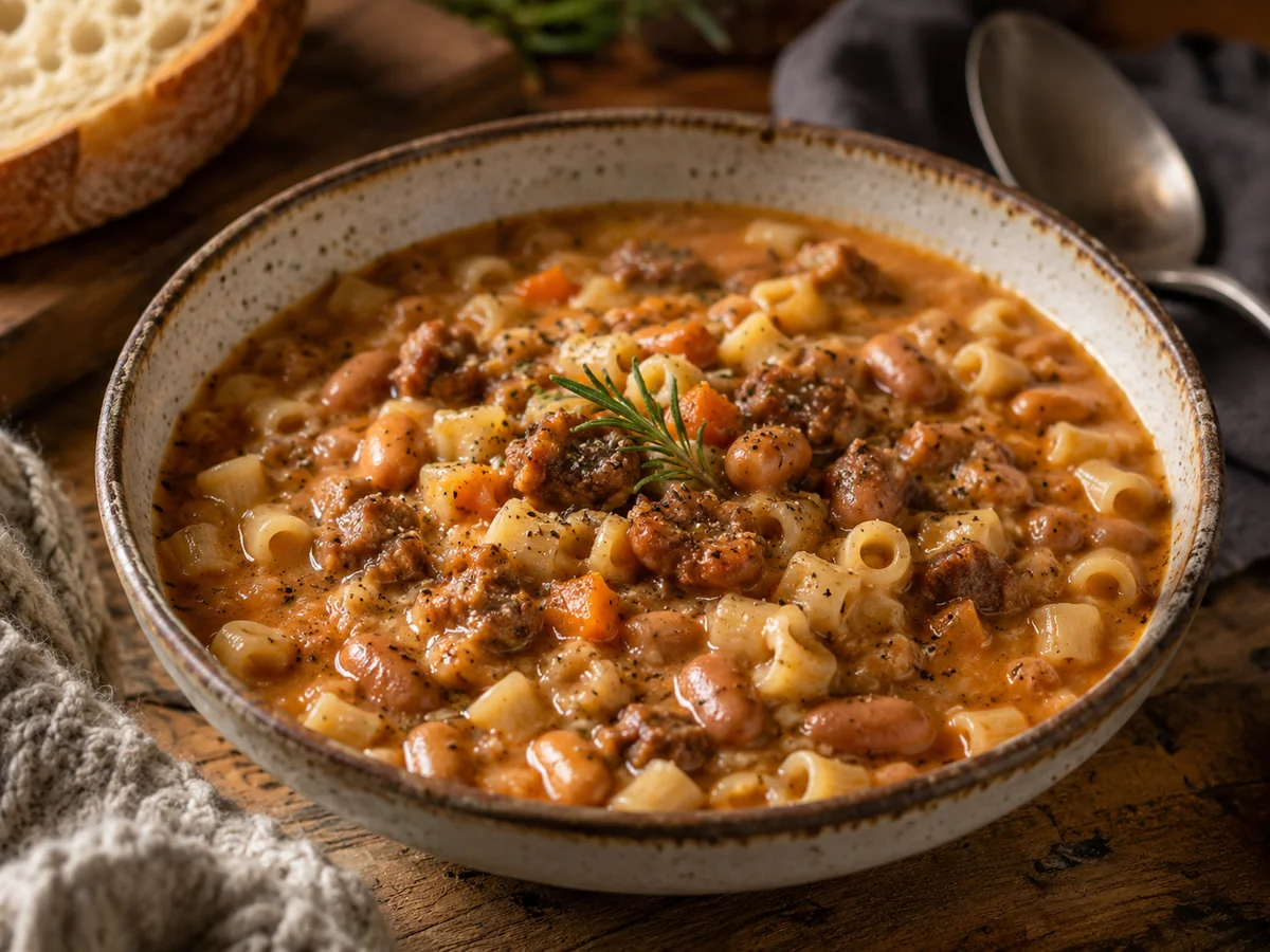 Pasta e Fagioli con Salsiccia Sotto Sugna